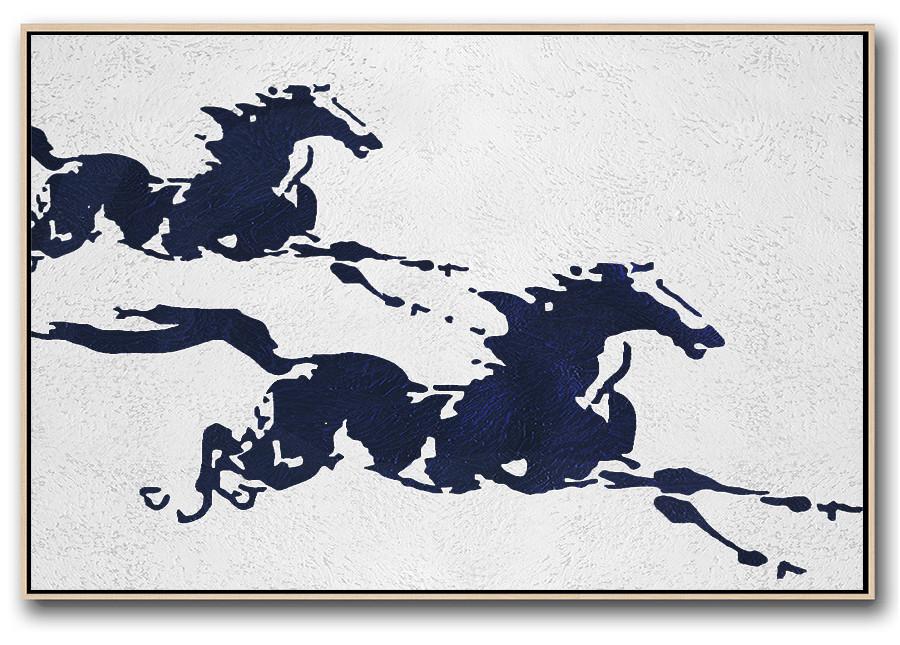 Horizontal Navy Blue Minimal Art #NV314C - Click Image to Close